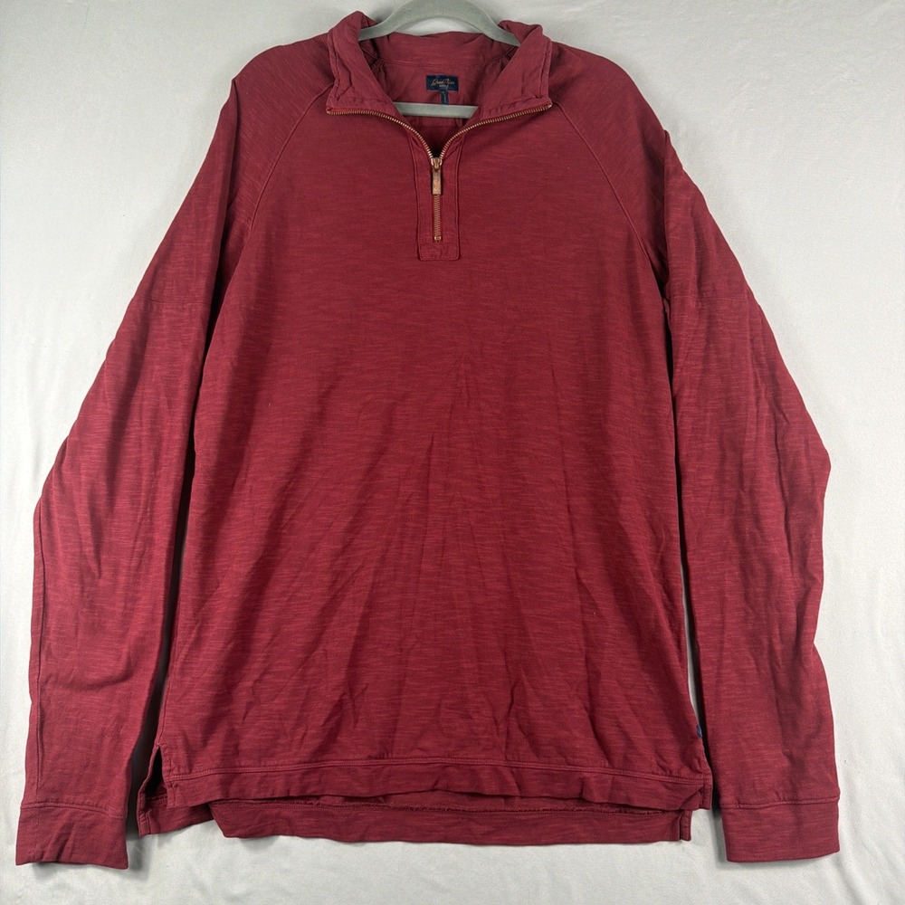 Good Man brand red ls 1/3 zip cotton shirt, men's large